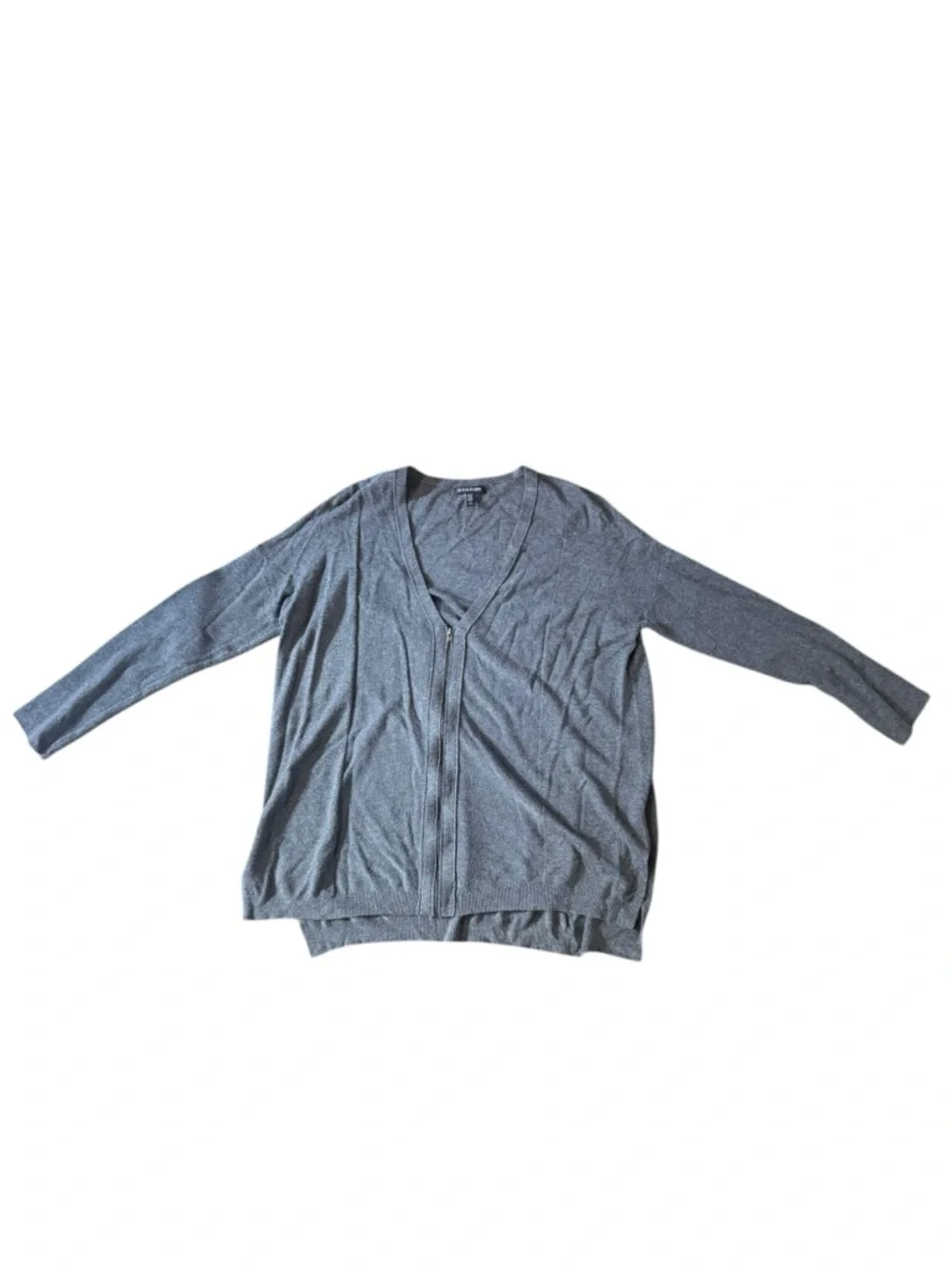 Eileen Fisher Viscose Stretch Knit Zip Long Sweater Cardigan Size Medium Cozy